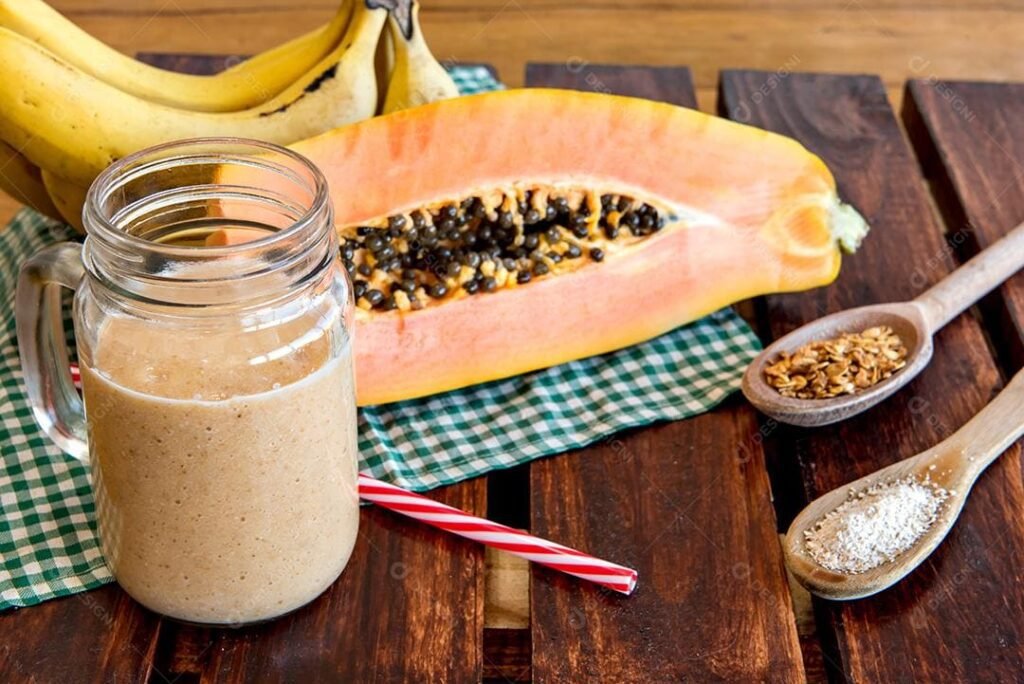 Smoothie de Banana e Mamão: Cremoso, Nutritivo e Perfeito para o Café da Manhã